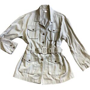 VTG Gamma Los Angeles L Soft Button Up Safari Trench Coat Utility Jacket 90J